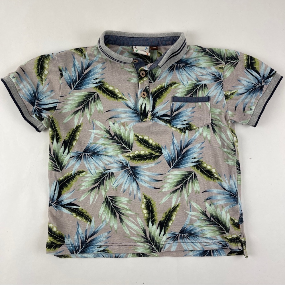 Fore Axel & Husdon Polo Boys Size 7 Beige Leaves